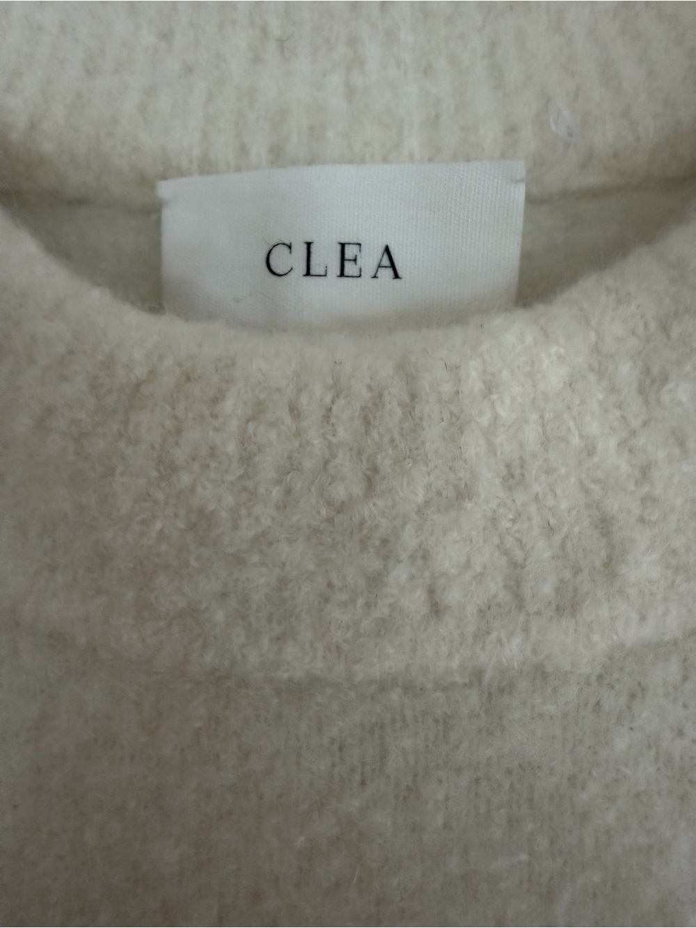 Clea “Alva” Boucle Cream Crewneck Sweater - Women's Cozy Pullover - Picture 4 of 7